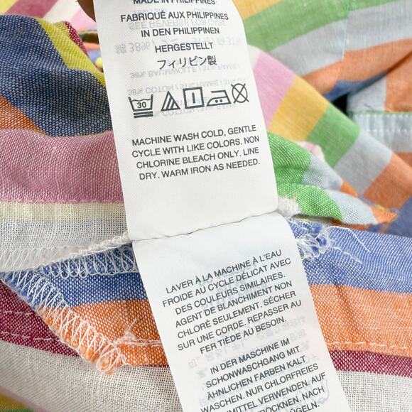 J Crew Women's Rainbow Pinstripe Linen Blend Dress Medium Petite - Picture 12 of 16